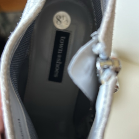 Town Shoes Grey Suede Open Toe Booties with Crystal Heels - Picture 8 of 9